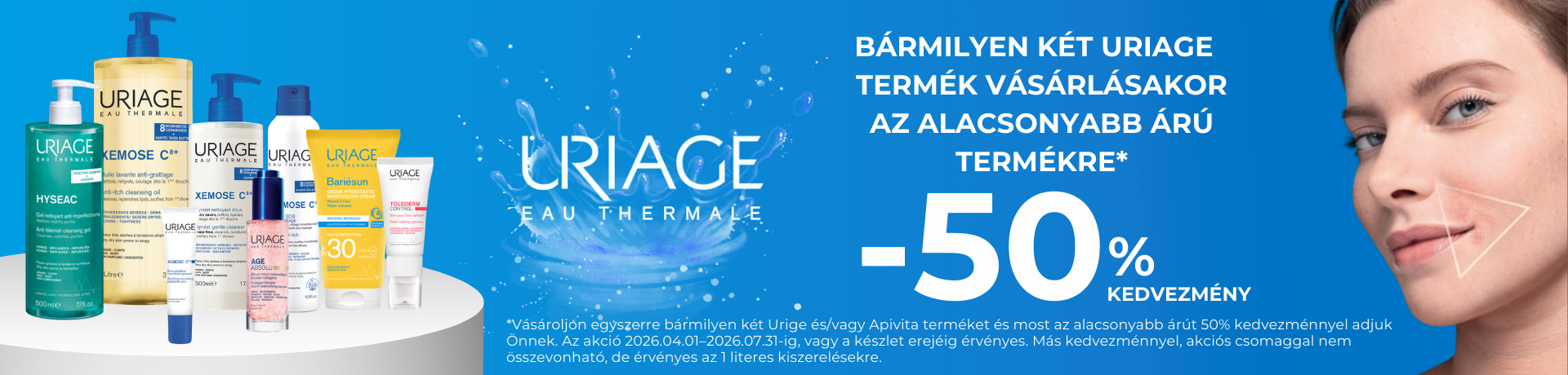 Uriage 2.termék 50% kedvezmény Júli 31-ig Uriage 2.termék 50% kedvezmény Júli 31-ig